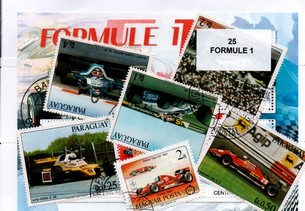 Lot de 25 timbres thematique " Formule 1 "