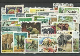 50 timbres thematique "Elephants"