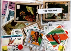 Lot de 100 timbres du Rwanda