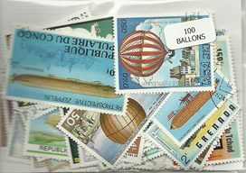 100 timbres thematique " Ballons et Zeppelins"