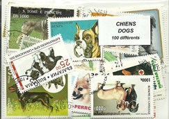 100 timbres thematique "Chiens"