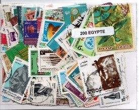 Lot de 200 timbres d'Egypte