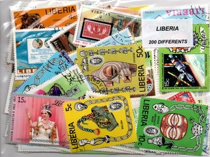 Lot de 200 timbres du Liberia